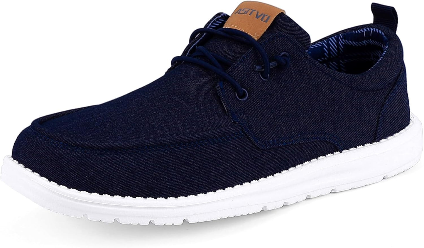 ASITVO Mens Wide Canvas Loafers Slip on Big Size Walking Shoes