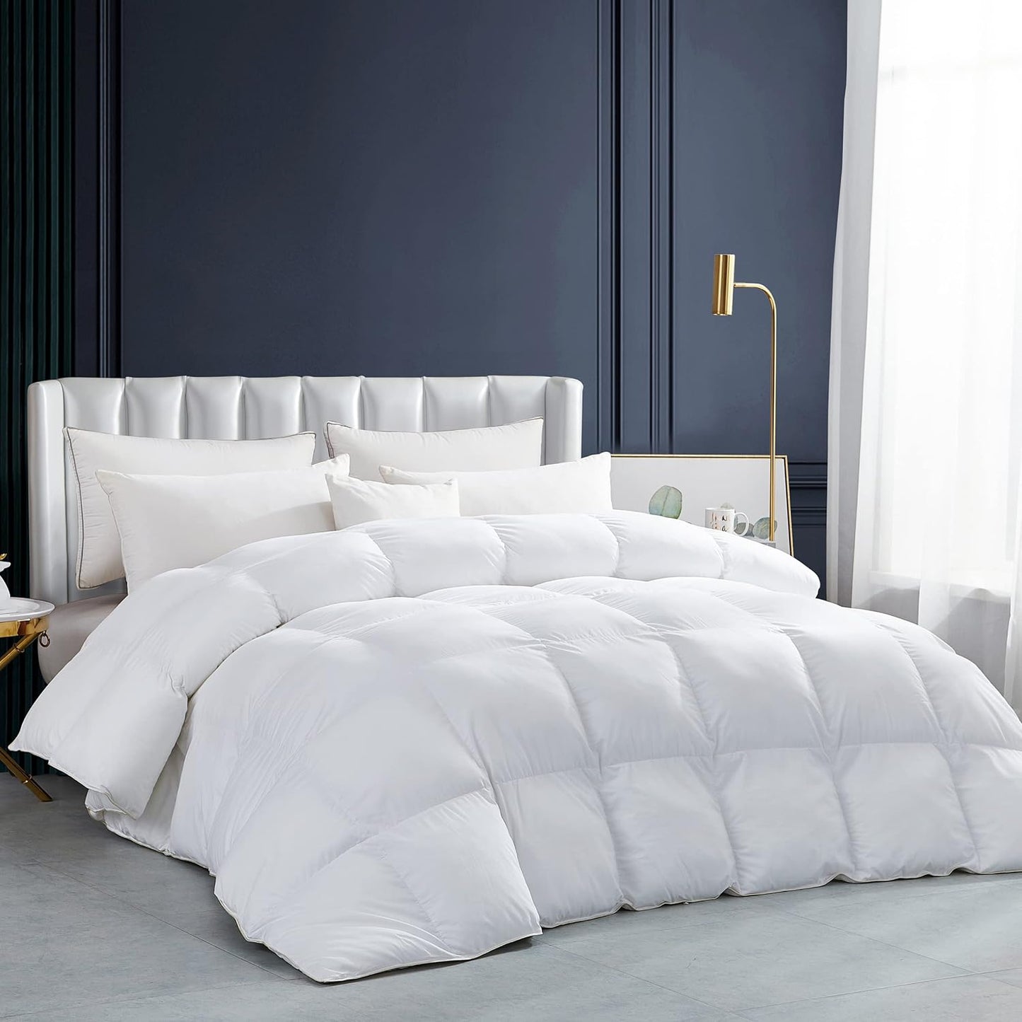 Luxurious White Solid Heavy Weight Oversize California King Comforter