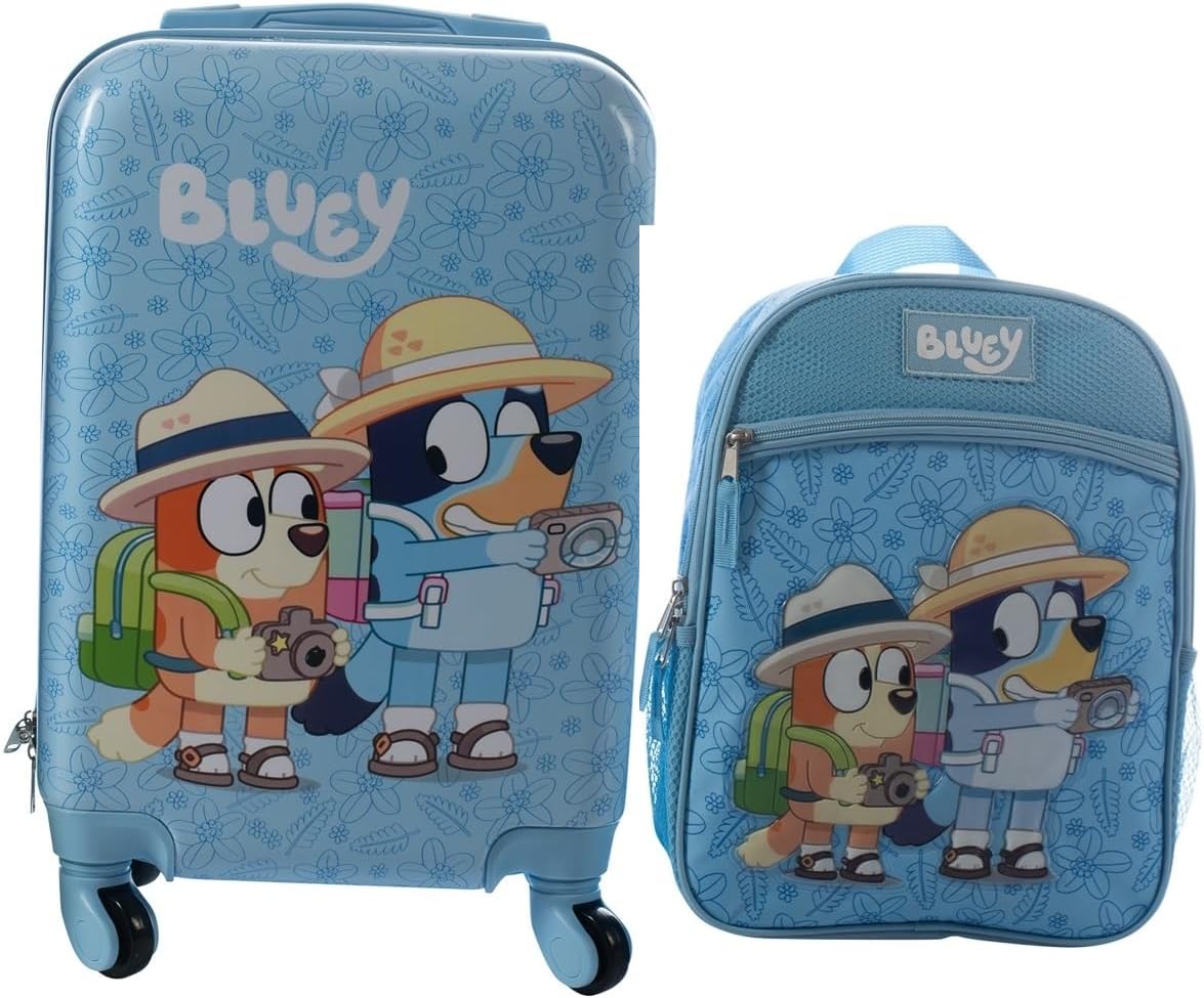 Bluey Carry-On Set - Smart Travel Companion 18 Luggage & 13.75 Backpack