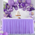Suppromo Purple Tulle Table Skirt for Baby Shower and Parties