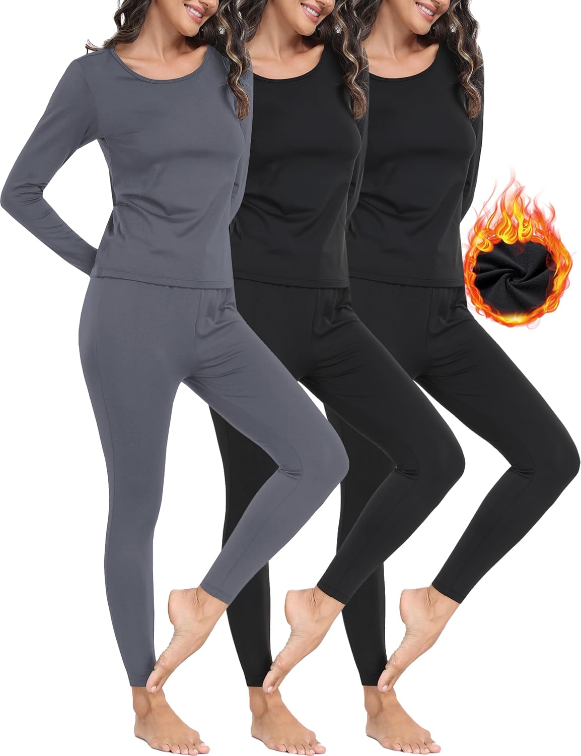 Thermal Underwear for Women Set Long Johns Fleece Lined Soft