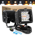 42W 3in Cube Light Pod Strobe - Amber White Combo for Off-Road