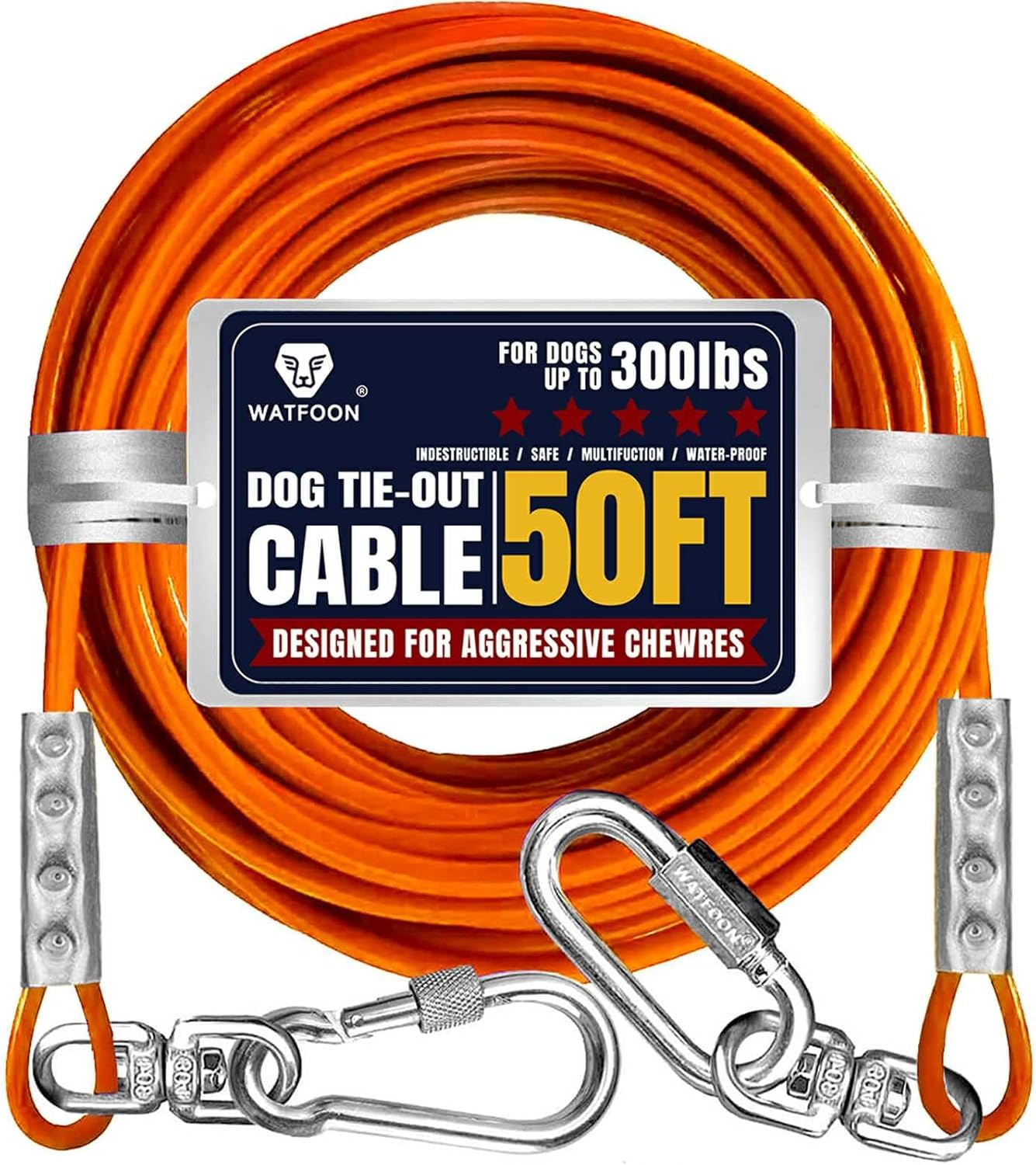 Tie Out Cable for Dogs Up to 300lbs - 50ft Heavy Duty Lead