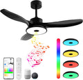 Smart Wifi Ceiling Fan w/ Lights & Speaker - Control w/ Alexa/App, RGB Light, 6 Speeds