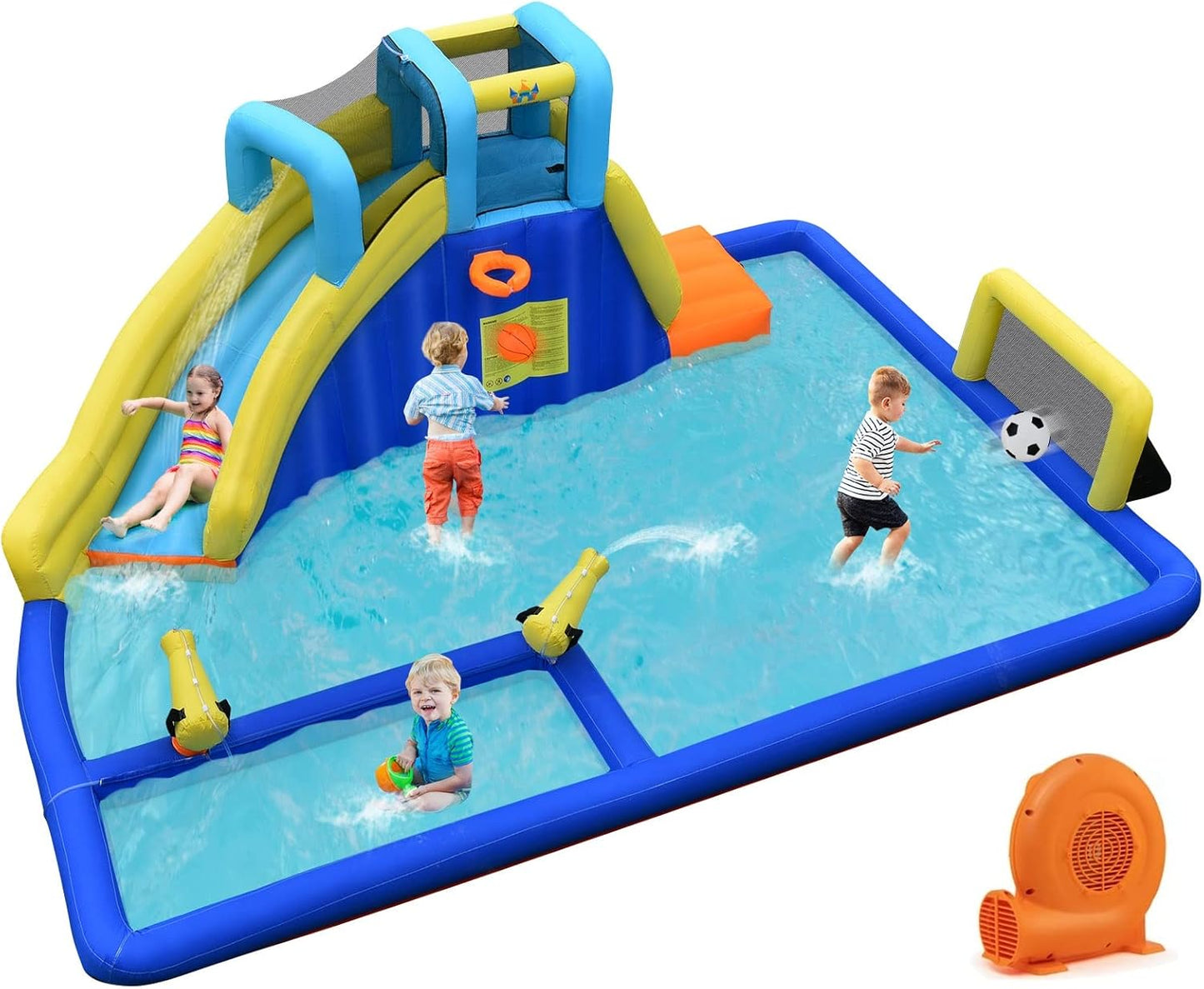 BOUNTECH Inflatable Water Slide for Kids with Splash Pool Fun