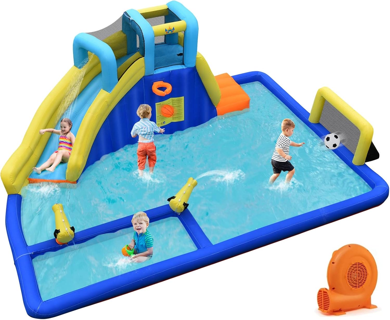 BOUNTECH Inflatable Water Slide for Kids with Splash Pool Fun