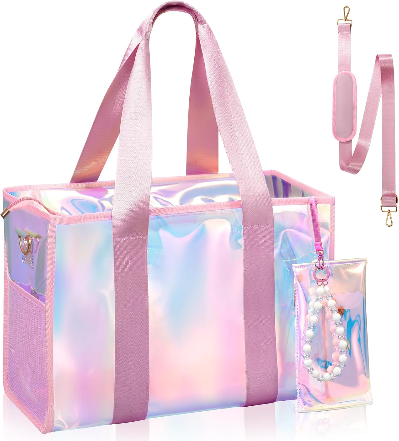 Large Iridescent Waterproof Beach Tote Bag for Women 26L