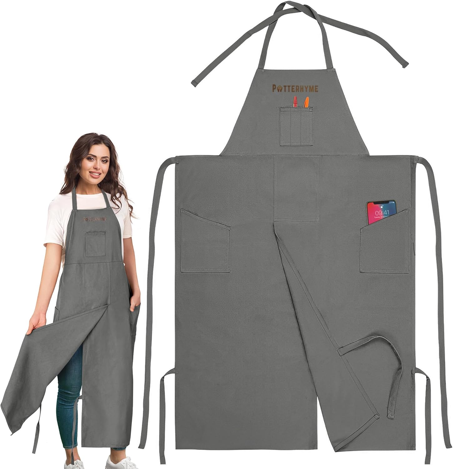 Full Coverage Pottery Apron with Pockets for Craft Artists