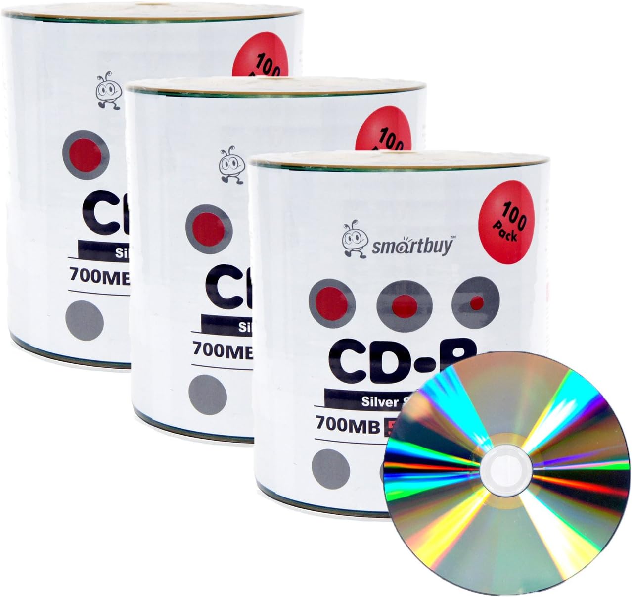 Smart Buy Shiny Silver Top CD-R 300-Pack for Data Storage