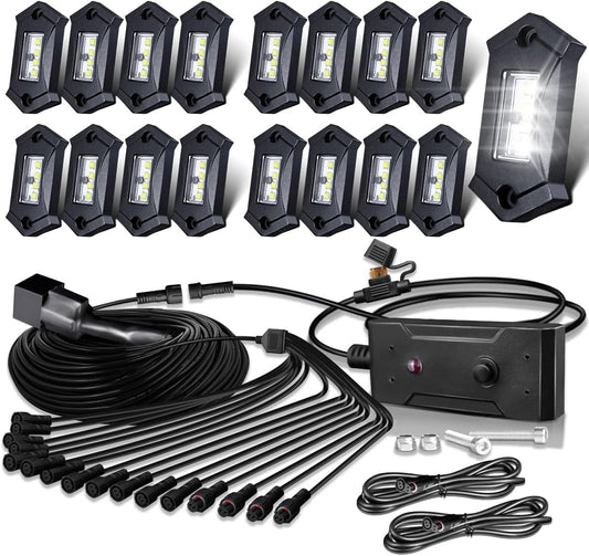 LEDMIRCY R3 White Rock Lights Kit for Trucks and Off-Road Vehicles