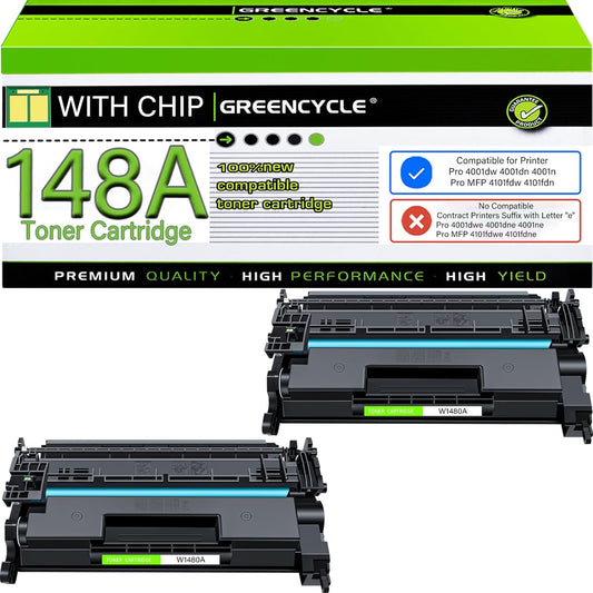 High-Quality 2-Pack Black Toner Cartridge Replacement for HP 148A