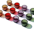 VOHO 24pcs Multicolor Votive Candle Holders - Ribbed Glass Set