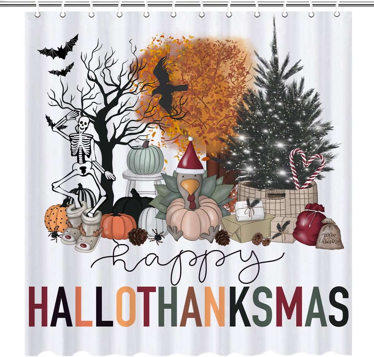 Festive Holiday Shower Curtain Set