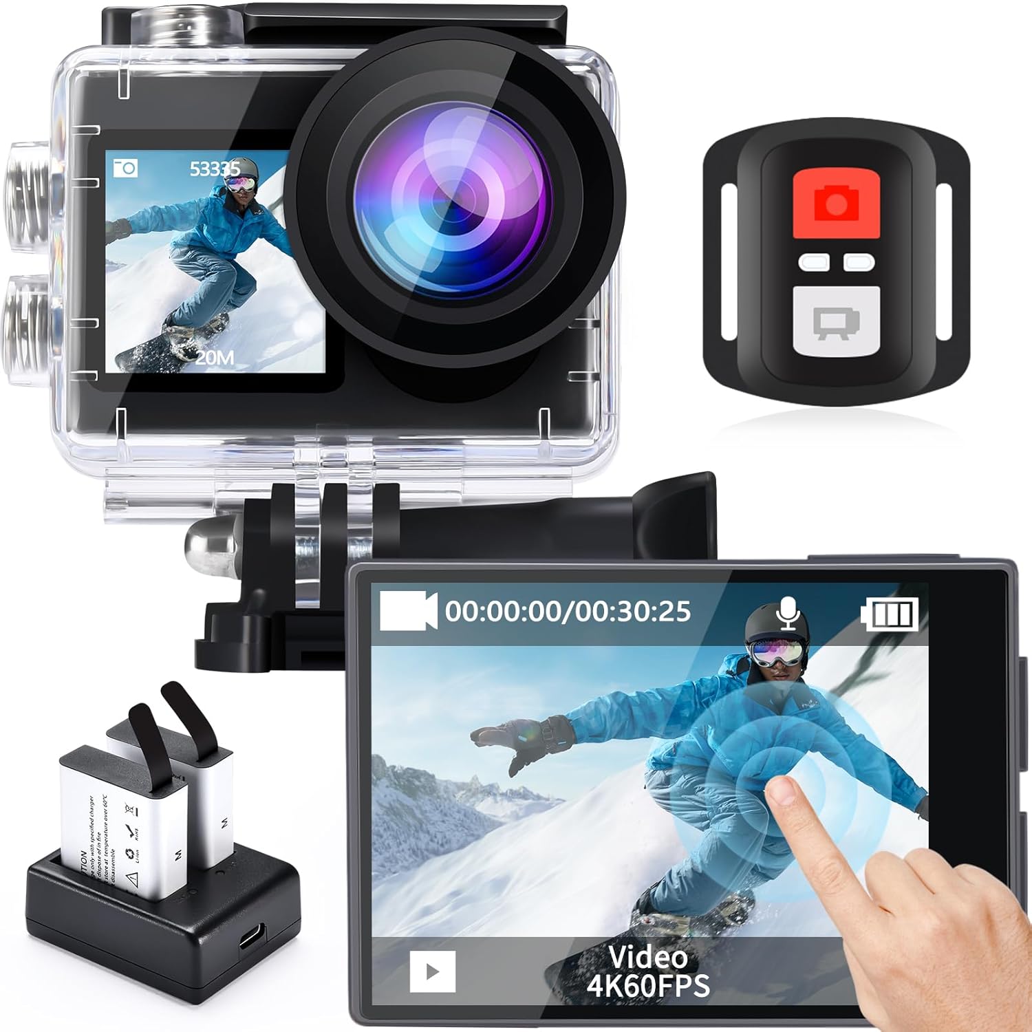 icefox 4K Action Cam: 60FPS, 20MP, EIS, Waterproof, Remote
