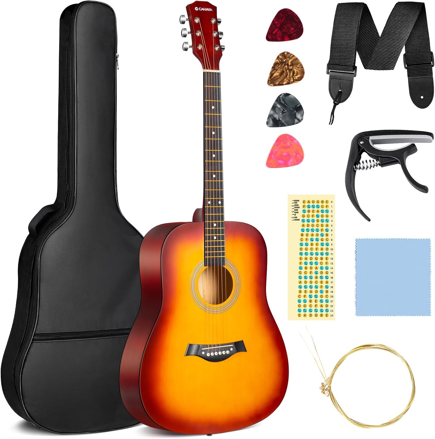 CAHAYA Acoustic Guitar Kit for Beginners - 41 Inch Full Size