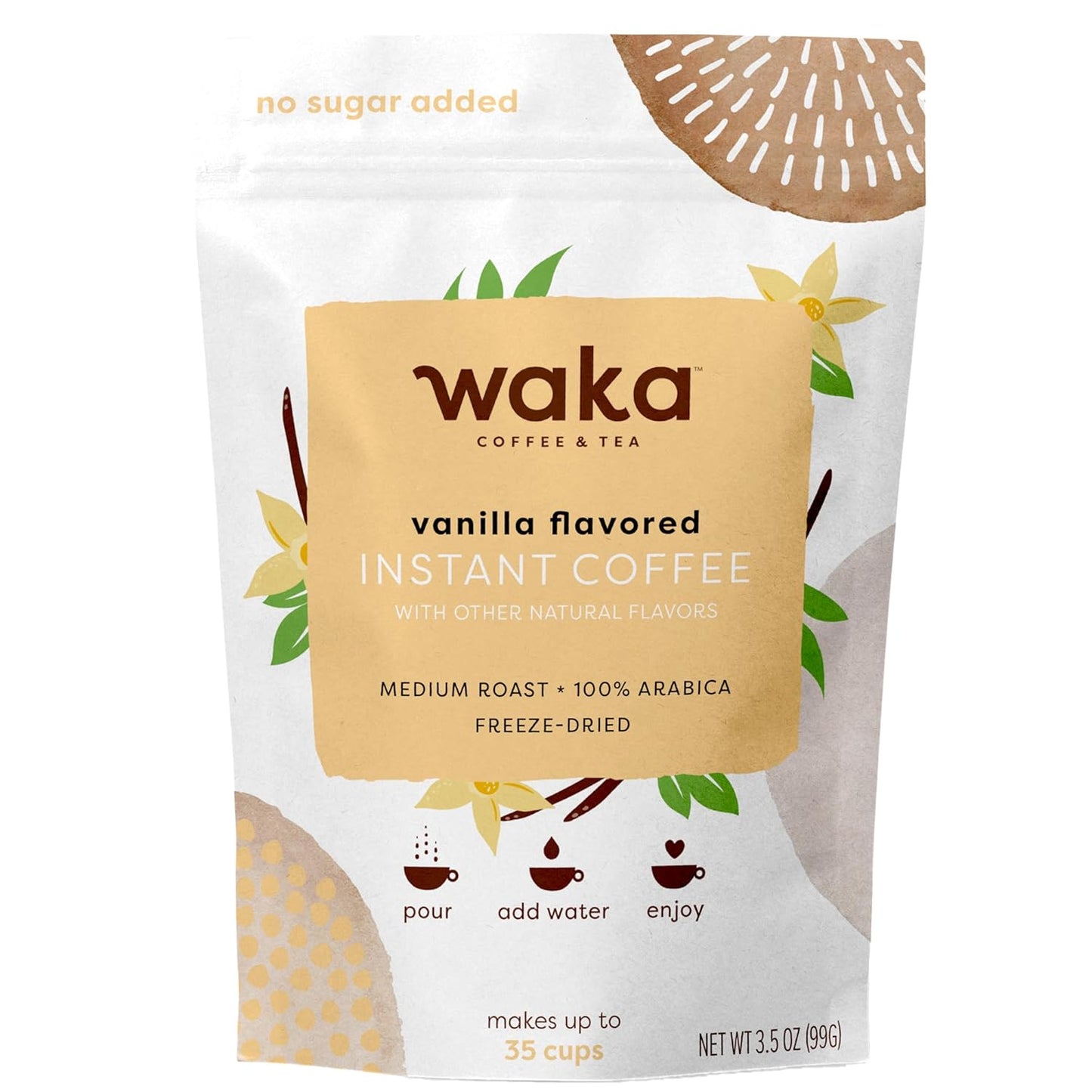 Waka Coffee - Pure Vanilla Flavor, No Additives - 35 Cups!