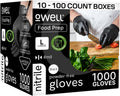 OWELL Black Nitrile Gloves - Food Safe Disposable 4 Mil Gloves