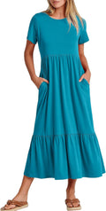 Womens 2025 Summer Casual Maxi Dress - Flowy Tiered Beach Dress
