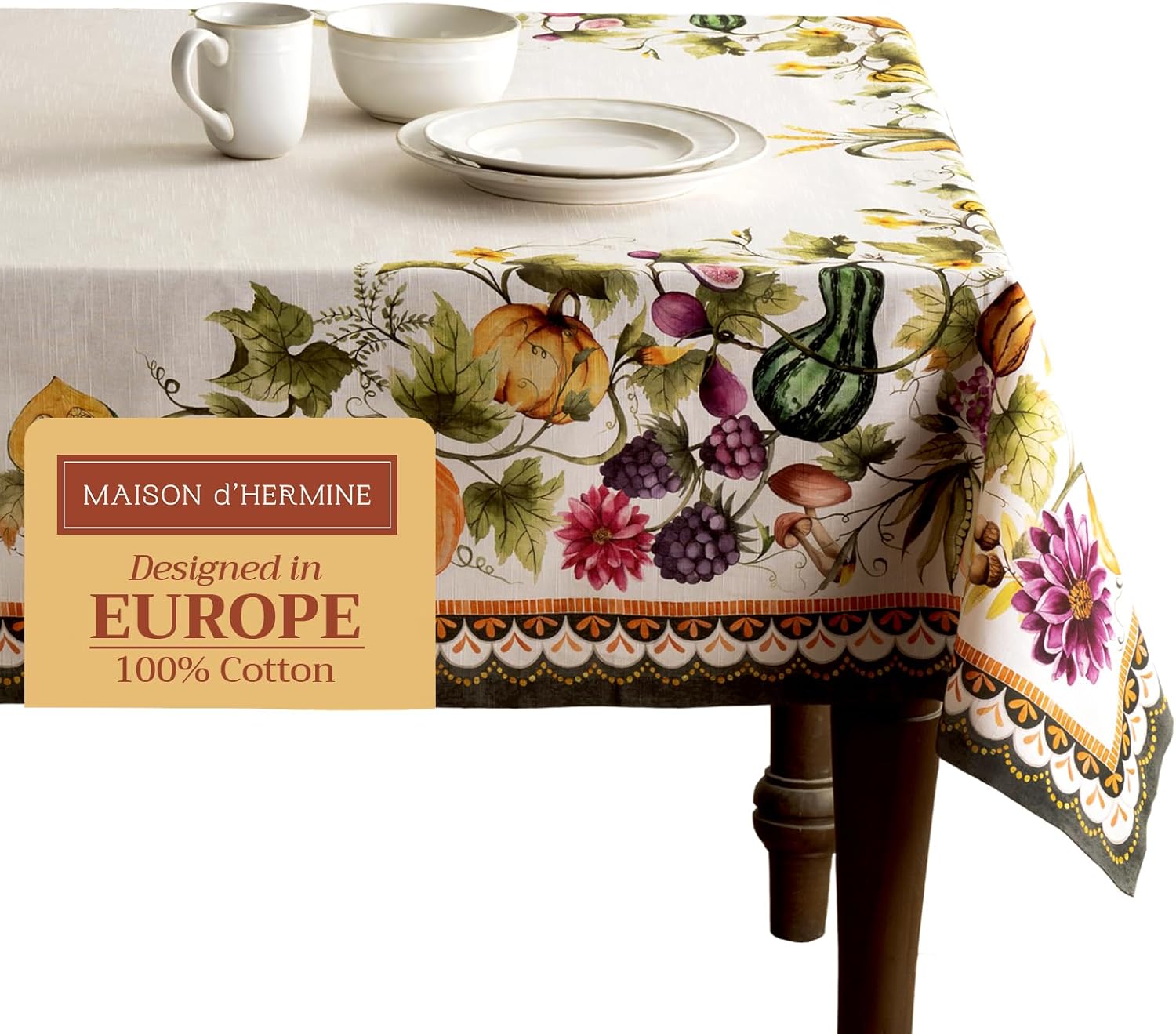 Elegant 100% Cotton Tablecloth for Dining Room and Events