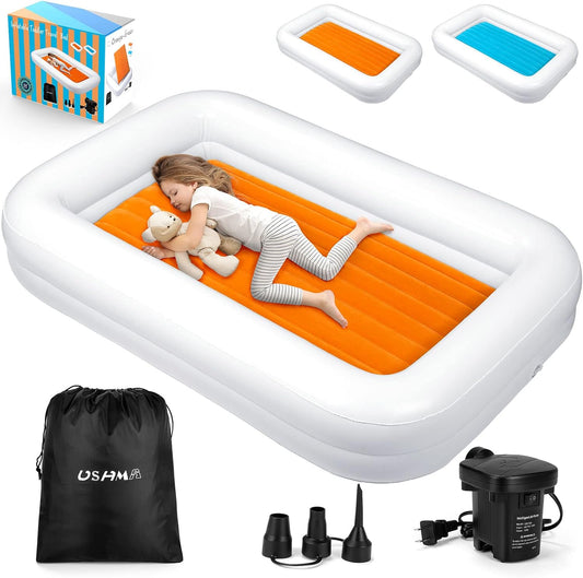 Inflatable Toddler Bed with Deep Guard Rails for Travel