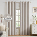 Blackout Linen Textured Curtains 52 x 94 in - Thermal Insulated Room