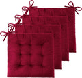 Square Chair Pads 18 in Set of 4 - Thick Velvet Seat Cushions