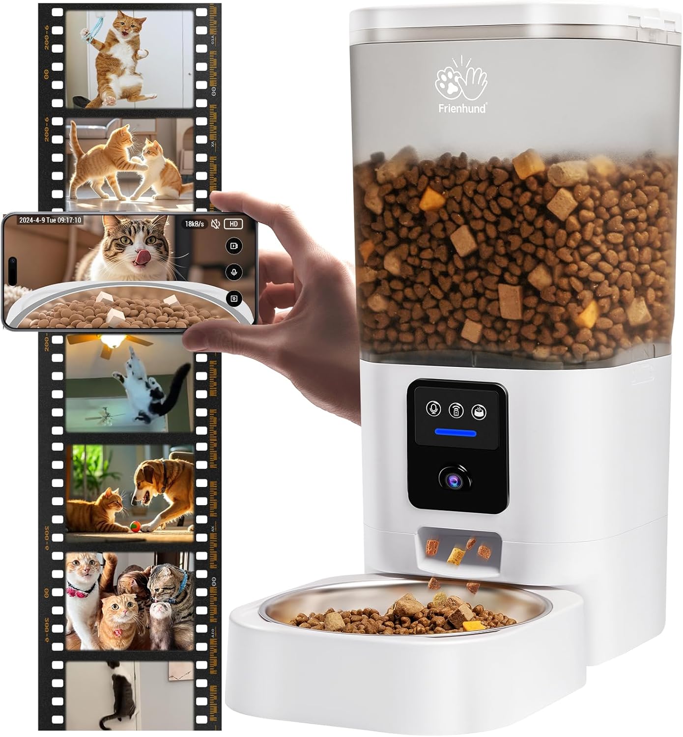 Smart Pet Feeder: 2K Camera, Night Vision, WiFi, 7L Capacity