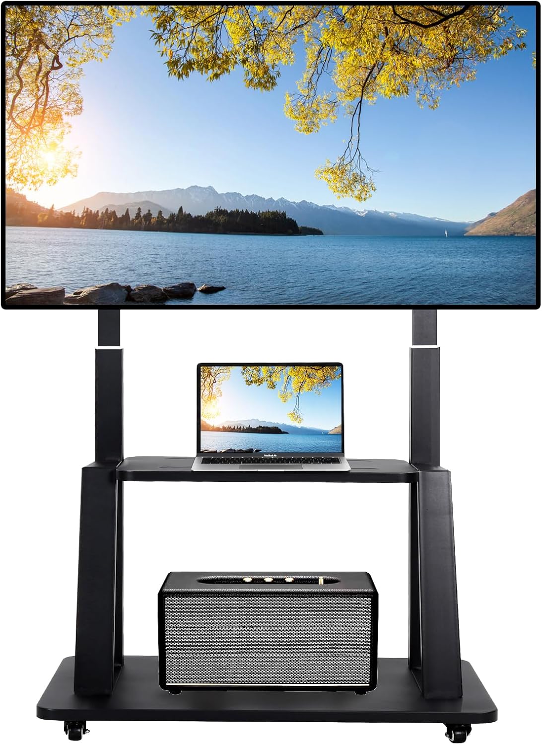 Rolling TV Stand on Wheels for 42-86 Inch Flat and Curved TVs