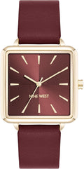 Nine West Women's Strap Watch - Classic Burgundy Leather Look