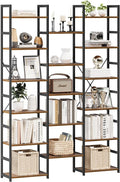 Triple Column 6 Tier Bookshelf - 17 Open Display Shelves