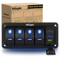 Nilight 4 Gang Rocker Switch Panel with PD Type C and Voltmeter