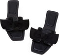 Square Open Toe Slide Sandals with Bowknot - Lightweight Summer Flats