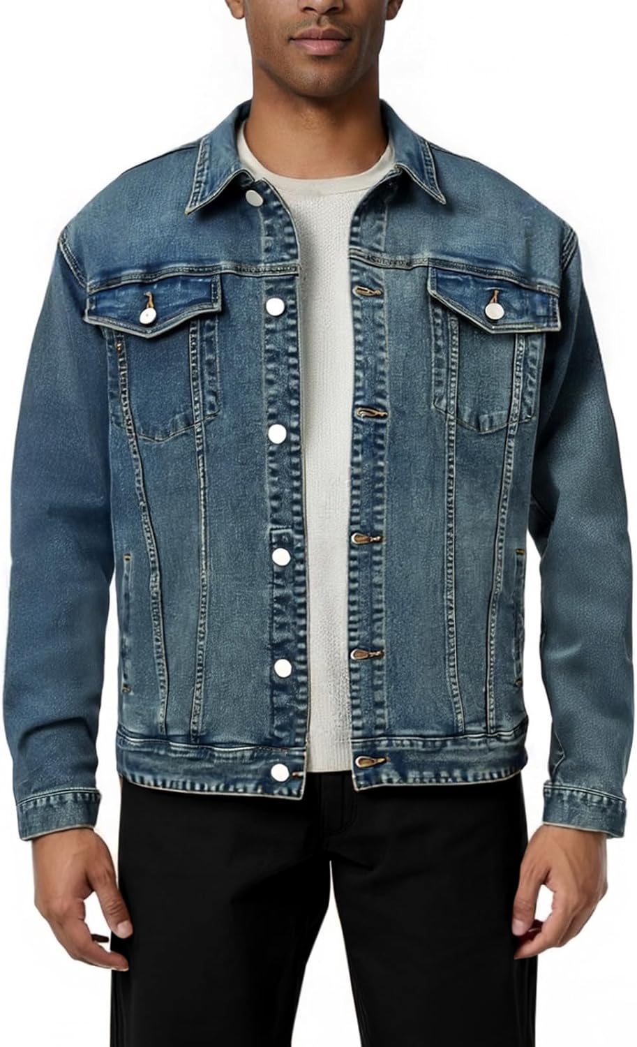 LONGBIDA Men's Casual Classic Denim Jacket for Modern Style