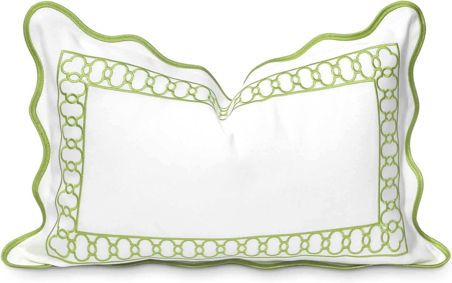 Coastal Scalloped Lumbar Pillow Cover for Indoor Outdoor Use