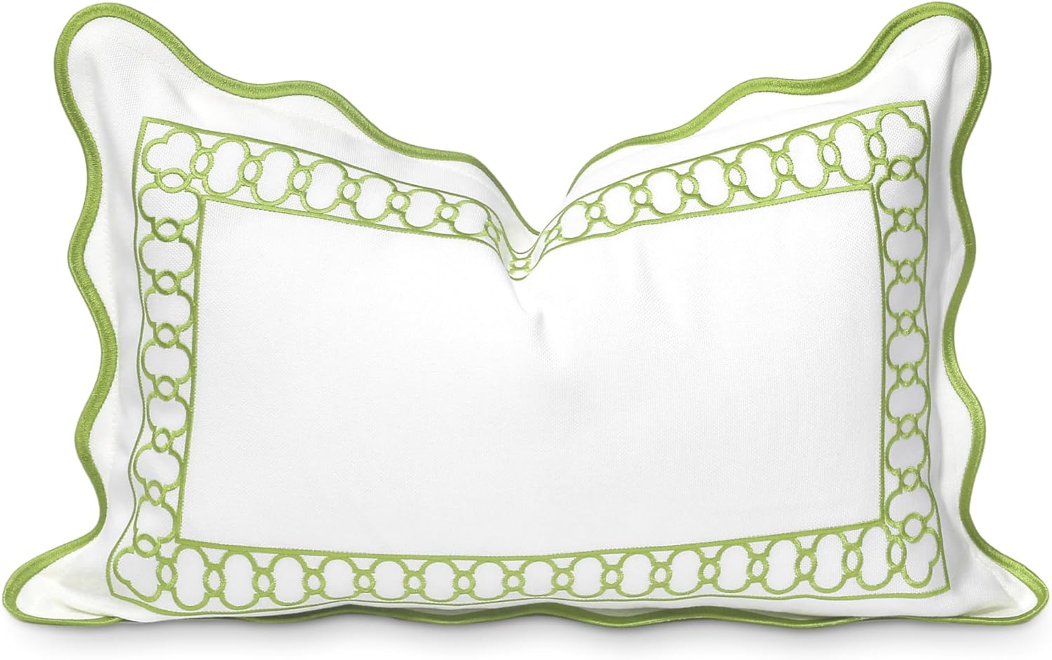 Coastal Scalloped Lumbar Pillow Cover for Indoor Outdoor Use