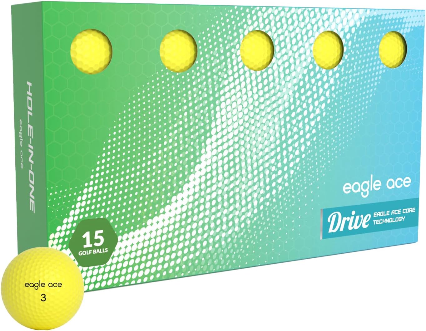 Eagle Ace Hybrid Golf Balls - Max Distance & Spin Control (2024, 15-Pack)