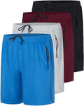 Men's Mesh Zipper Running Shorts 4 Pack - 7 in Inseam Athletic