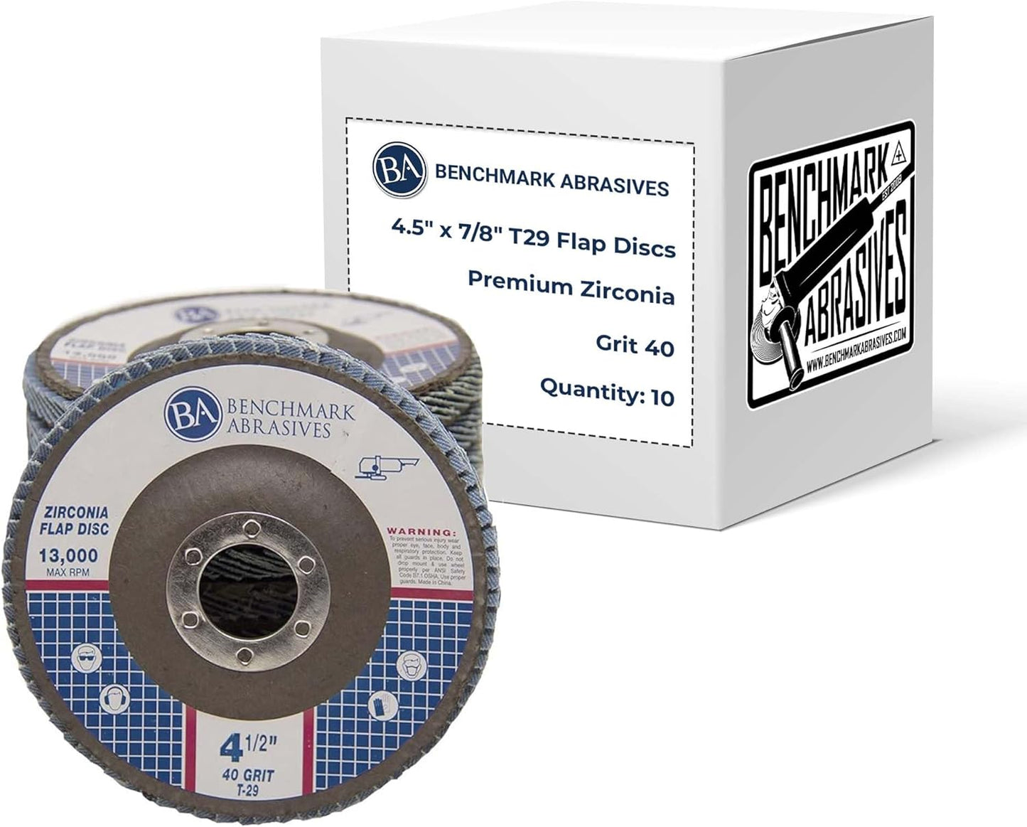 10 Pack 4.5 Zirconia Flap Discs - 40 Grit