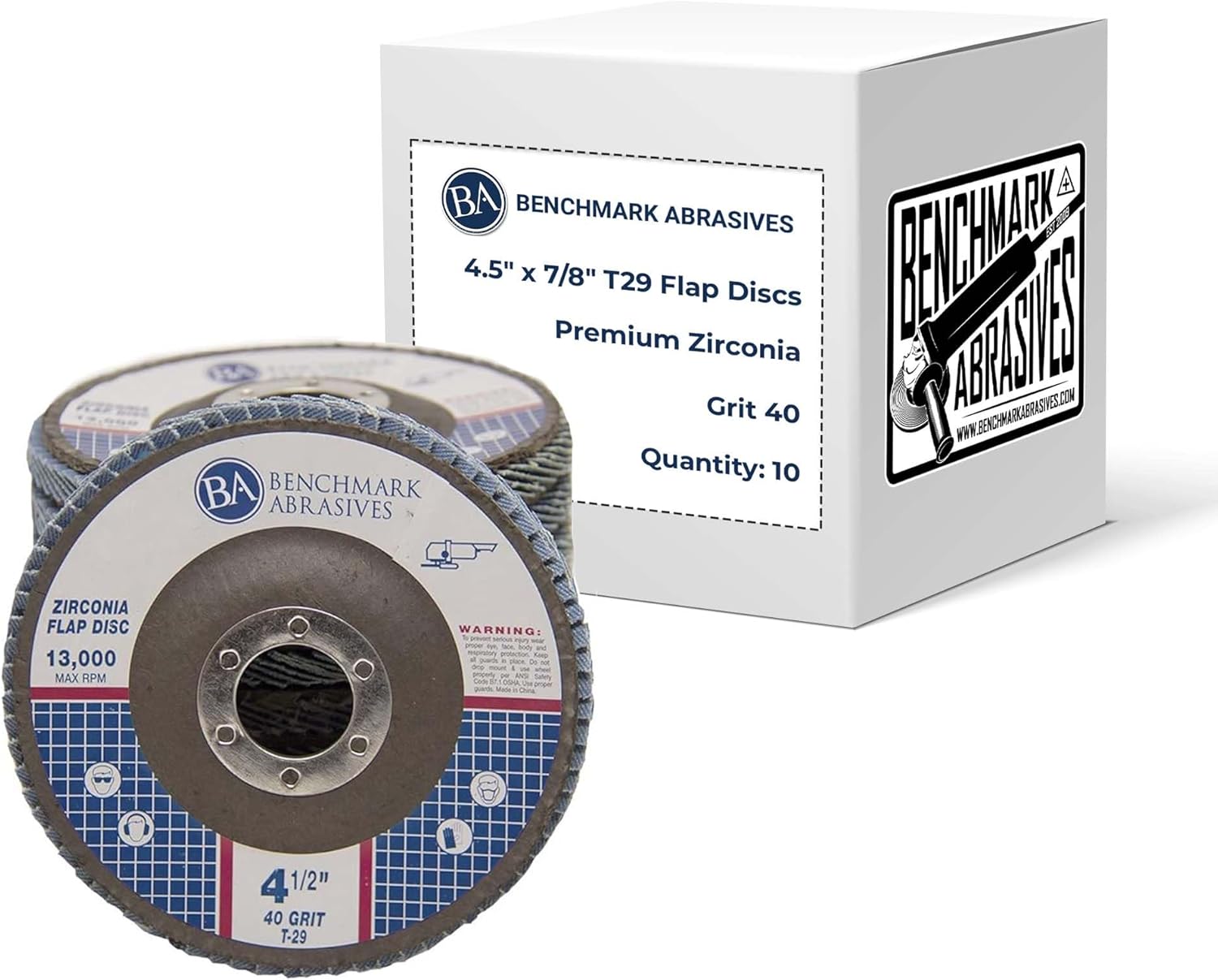 10 Pack 4.5 Zirconia Flap Discs - 40 Grit