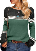 Womens Long Sleeve Colorblock Sweater - Lightweight Pullover