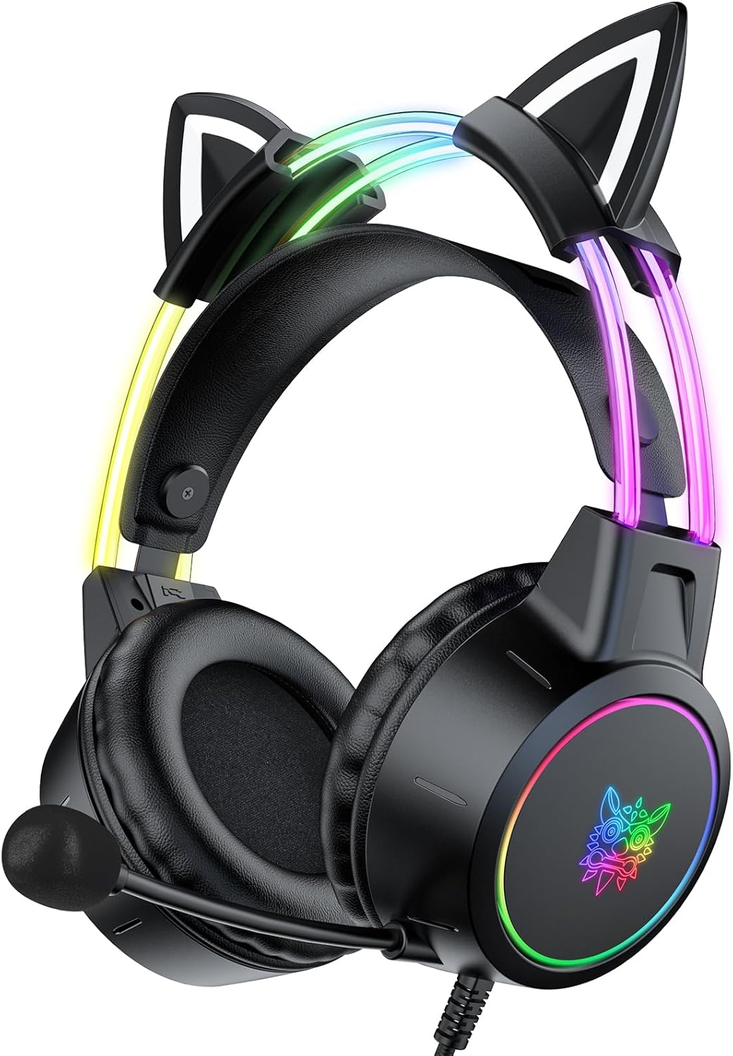 ONITOON Gaming Headset: Immersive Sound, Detachable Cat Ears, RGB