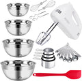 5-Speed Electric Hand Mixer with 4 Large Mixing Bowls Set