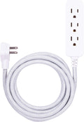 GE 3-Outlet Power Strip Surge Protector 8 ft Braided Cord - Stylish
