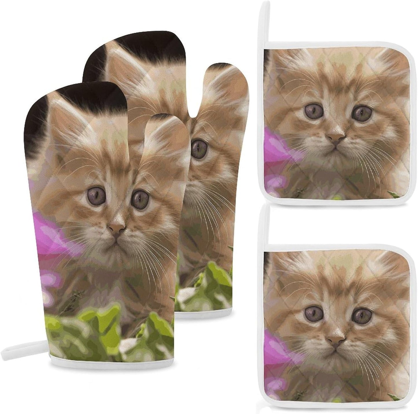 Cat-Themed Heat Resistant Oven Set