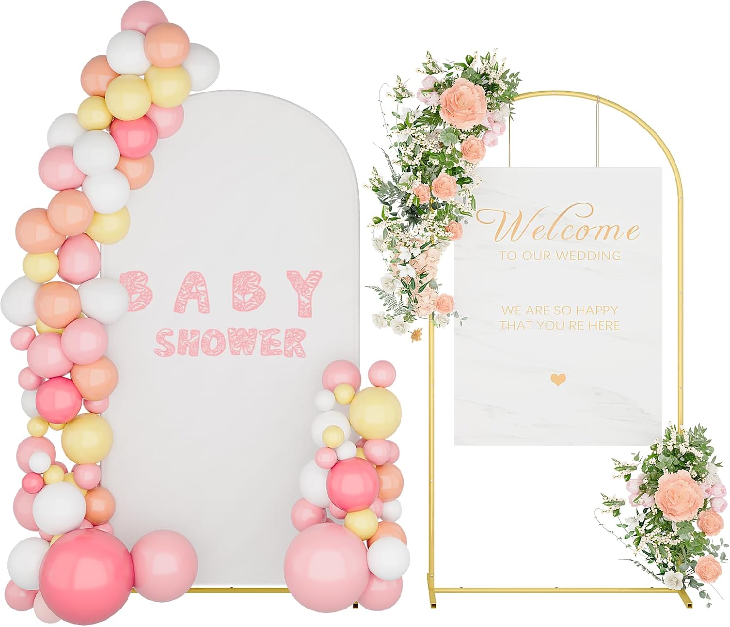 7.2FT Metal Arch Stand with White Cover for Events and Decor