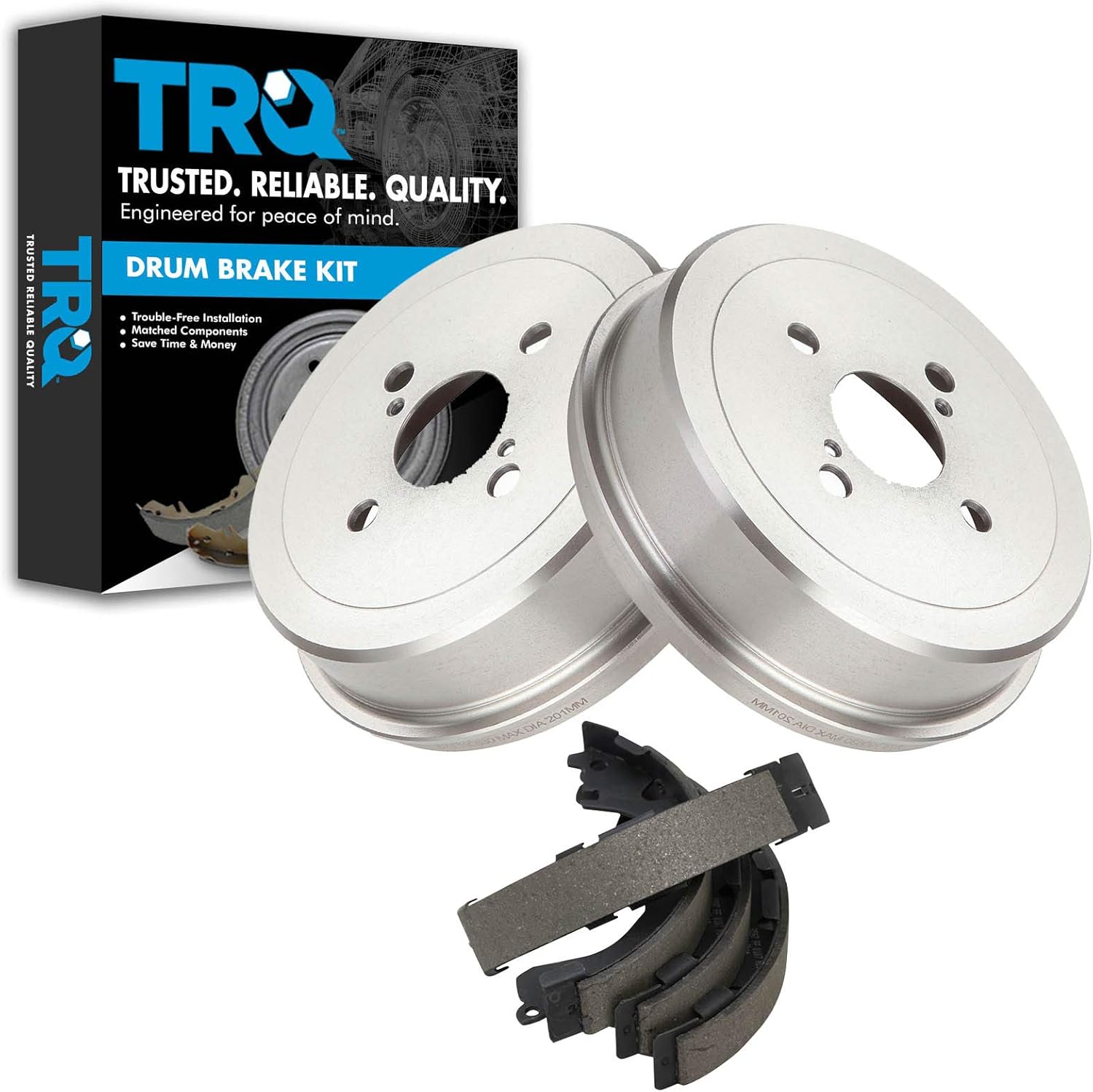 TRQ Rear Brake Drum & Shoe Pair Set for Toyota Corolla Prizm
