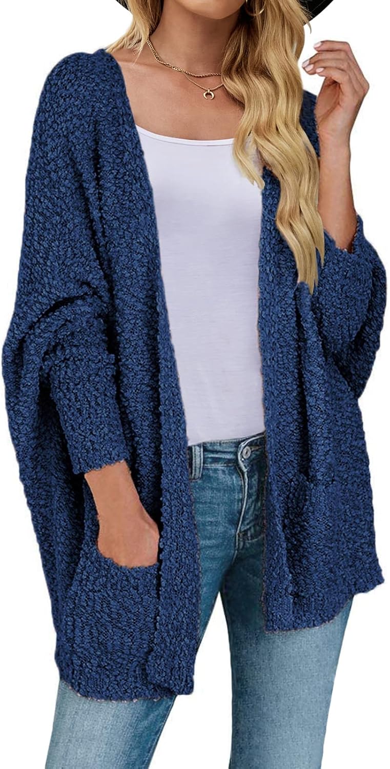 MEROKEETY Women's 2025 Winter Fuzzy Popcorn Cardigan