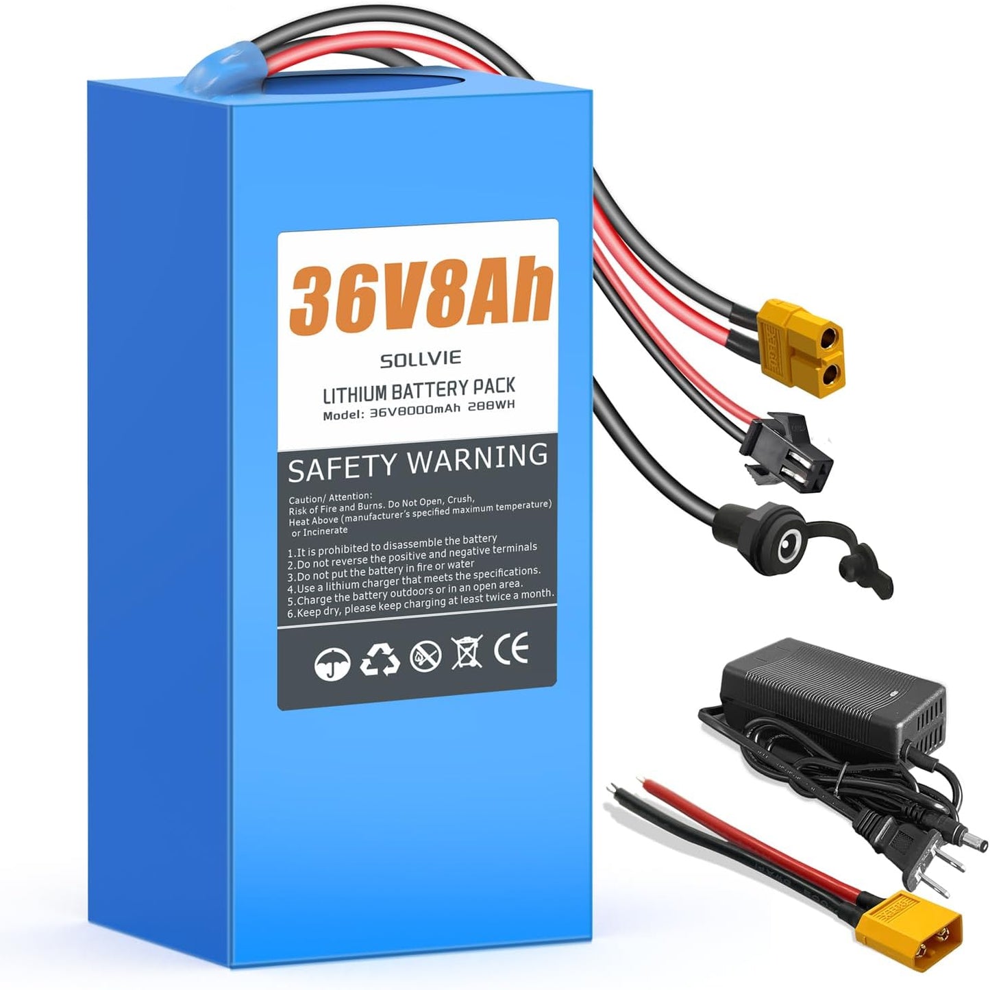 36V 8Ah Lithium Battery with 30A BMS for DIY Projects