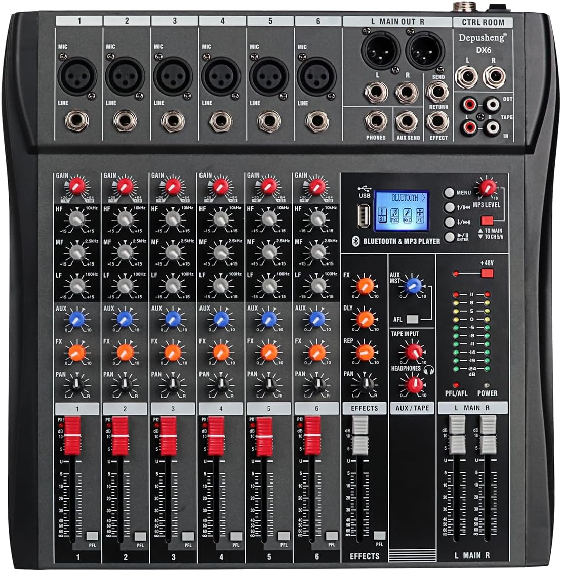Depusheng DX6 Professional Mixer Console for DJs and Studios