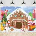 Christmas Backdrop 12x8 ft Vinyl Winter Gingerbread House Scene
